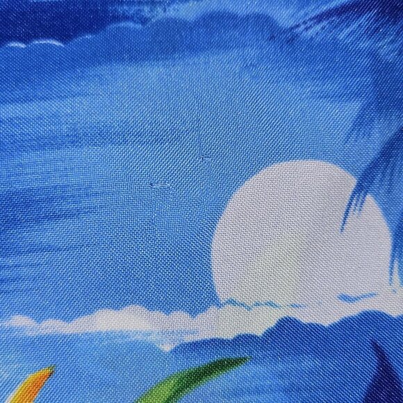 Sweethearts Hawaiian Kaftan One Size Blue Volcano Floral Sunset Hostess Dress - Picture 12 of 12
